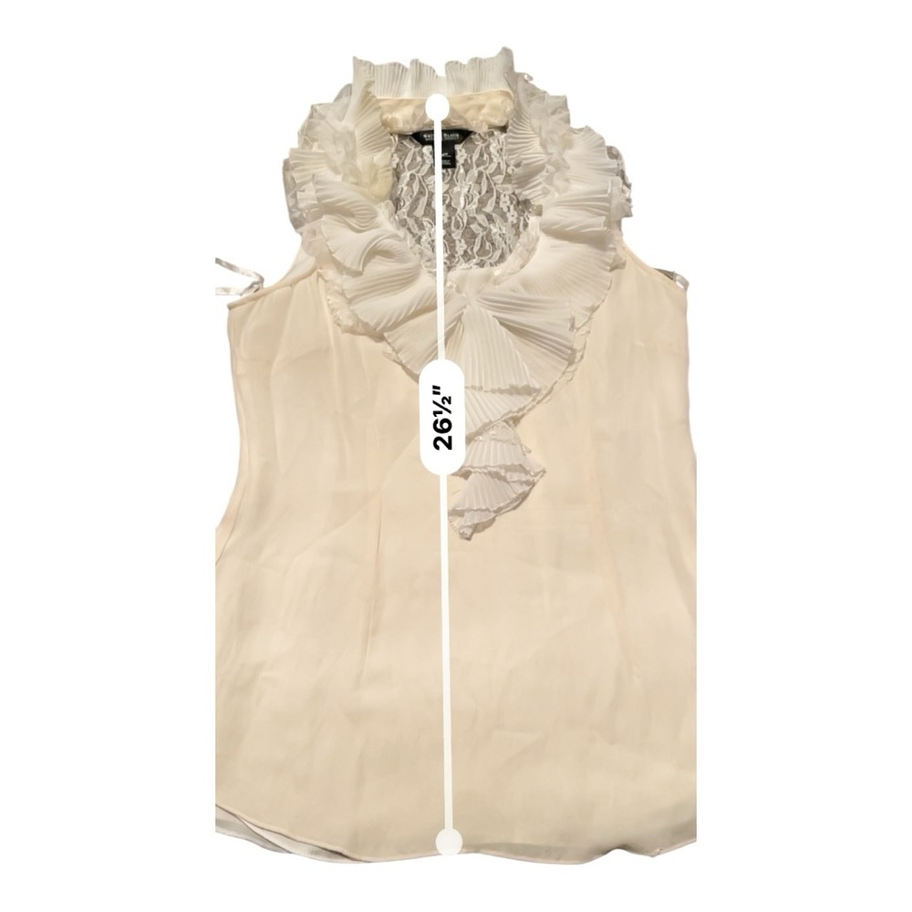 White House Black Market Cream Ruffle Blouse - Picture 4 of 5